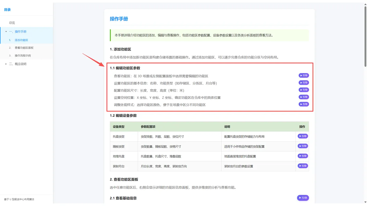 编辑功能区参数入口